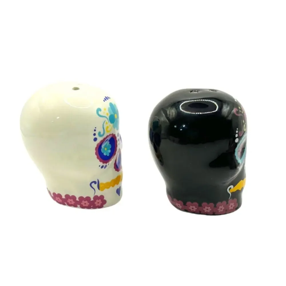 Day of the Dead Sugar Skull Ceramic Salt and Pepper Shakers Set New with Box
